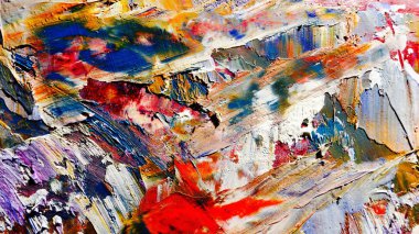 Renkli soyut arka plan duvar kağıdı. Modern motif görsel sanat. Yağlı boya karışımı. Moda el boyama bezi. Duvar dekorasyonu ve duvar resimleri fikri. 3 Boyutlu Doku