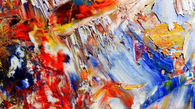 Renkli soyut arka plan duvar kağıdı. Modern motif görsel sanat. Yağlı boya karışımı. Moda el boyama bezi. Duvar dekorasyonu ve duvar resimleri fikri. 3 Boyutlu Doku