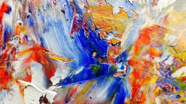Renkli soyut arka plan duvar kağıdı. Modern motif görsel sanat. Yağlı boya karışımı. Moda el boyama bezi. Duvar dekorasyonu ve duvar resimleri fikri. 3 Boyutlu Doku