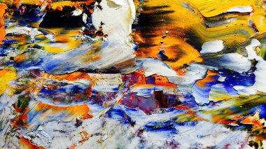 Renkli soyut arka plan duvar kağıdı. Modern motif görsel sanat. Yağlı boya karışımı. Moda el boyama bezi. Duvar dekorasyonu ve duvar resimleri fikri. 3 Boyutlu Doku