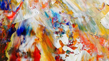 Renkli soyut arka plan duvar kağıdı. Modern motif görsel sanat. Yağlı boya karışımı. Moda el boyama bezi. Duvar dekorasyonu ve duvar resimleri fikri. 3 Boyutlu Doku