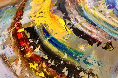 Renkli soyut arka plan duvar kağıdı. Modern motif görsel sanat. Yağlı boya karışımı. Moda el boyama bezi. Duvar dekorasyonu ve duvar resimleri fikri. 3 Boyutlu Doku