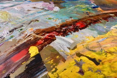 Renkli soyut arka plan duvar kağıdı. Modern motif görsel sanat. Yağlı boya karışımı. Moda el boyama bezi. Duvar dekorasyonu ve duvar resimleri fikri. 3 Boyutlu Doku