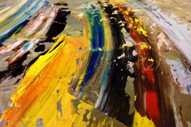 Renkli soyut arka plan duvar kağıdı. Modern motif görsel sanat. Yağlı boya karışımı. Moda el boyama bezi. Duvar dekorasyonu ve duvar resimleri fikri. 3 Boyutlu Doku