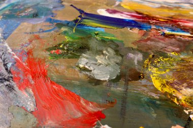 Renkli soyut arka plan duvar kağıdı. Modern motif görsel sanat. Yağlı boya karışımı. Moda el boyama bezi. Duvar dekorasyonu ve duvar resimleri fikri. 3 Boyutlu Doku