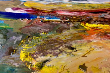 Renkli soyut arka plan duvar kağıdı. Modern motif görsel sanat. Yağlı boya karışımı. Moda el boyama bezi. Duvar dekorasyonu ve duvar resimleri fikri. 3 Boyutlu Doku