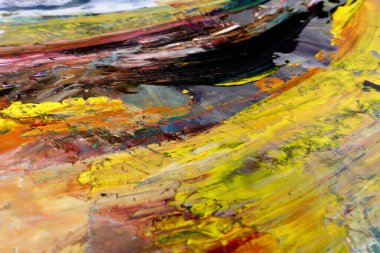 Renkli soyut arka plan duvar kağıdı. Modern motif görsel sanat. Yağlı boya karışımı. Moda el boyama bezi. Duvar dekorasyonu ve duvar resimleri fikri. 3 Boyutlu Doku