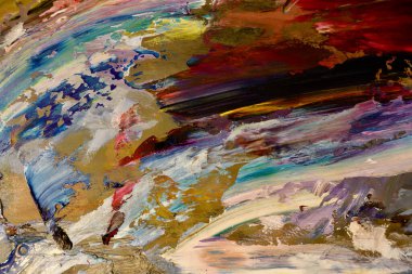 Renkli soyut arka plan duvar kağıdı. Modern motif görsel sanat. Yağlı boya karışımı. Moda el boyama bezi. Duvar dekorasyonu ve duvar resimleri fikri. 3 Boyutlu Doku