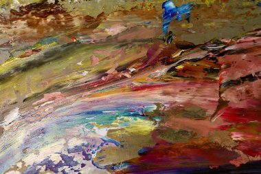 Renkli soyut arka plan duvar kağıdı. Modern motif görsel sanat. Yağlı boya karışımı. Moda el boyama bezi. Duvar dekorasyonu ve duvar resimleri fikri. 3 Boyutlu Doku