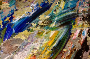 Renkli soyut arka plan duvar kağıdı. Modern motif görsel sanat. Yağlı boya karışımı. Moda el boyama bezi. Duvar dekorasyonu ve duvar resimleri fikri. 3 Boyutlu Doku