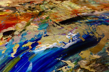 Renkli soyut arka plan duvar kağıdı. Modern motif görsel sanat. Yağlı boya karışımı. Moda el boyama bezi. Duvar dekorasyonu ve duvar resimleri fikri. 3 Boyutlu Doku