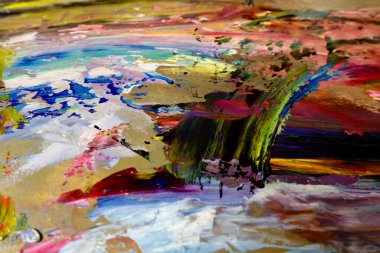 Renkli soyut arka plan duvar kağıdı. Modern motif görsel sanat. Yağlı boya karışımı. Moda el boyama bezi. Duvar dekorasyonu ve duvar resimleri fikri. 3 Boyutlu Doku