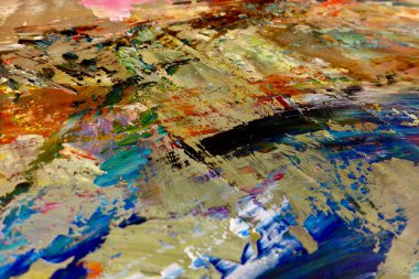 Renkli soyut arka plan duvar kağıdı. Modern motif görsel sanat. Yağlı boya karışımı. Moda el boyama bezi. Duvar dekorasyonu ve duvar resimleri fikri. 3 Boyutlu Doku