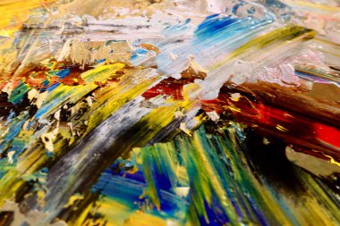 Renkli soyut arka plan duvar kağıdı. Modern motif görsel sanat. Yağlı boya karışımı. Moda el boyama bezi. Duvar dekorasyonu ve duvar resimleri fikri. 3 Boyutlu Doku