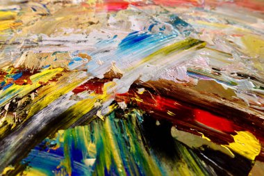 Renkli soyut arka plan duvar kağıdı. Modern motif görsel sanat. Yağlı boya karışımı. Moda el boyama bezi. Duvar dekorasyonu ve duvar resimleri fikri. 3 Boyutlu Doku