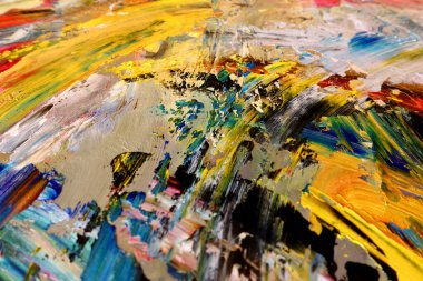 Renkli soyut arka plan duvar kağıdı. Modern motif görsel sanat. Yağlı boya karışımı. Moda el boyama bezi. Duvar dekorasyonu ve duvar resimleri fikri. 3 Boyutlu Doku