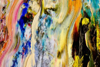 Renkli soyut arka plan duvar kağıdı. Modern motif görsel sanat. Yağlı boya karışımı. Moda el boyama bezi. Duvar dekorasyonu ve duvar resimleri fikri. 3 Boyutlu Doku