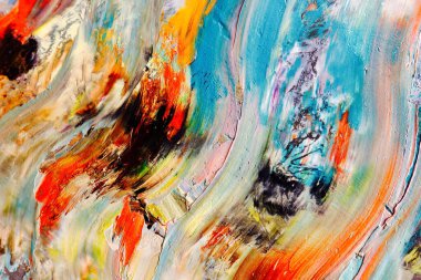 Renkli soyut arka plan duvar kağıdı. Modern motif görsel sanat. Yağlı boya karışımı. Moda el boyama bezi. Duvar dekorasyonu ve duvar resimleri fikri. 3 Boyutlu Doku