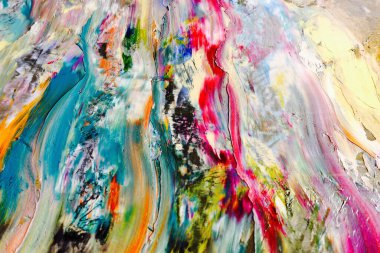 Renkli soyut arka plan duvar kağıdı. Modern motif görsel sanat. Yağlı boya karışımı. Moda el boyama bezi. Duvar dekorasyonu ve duvar resimleri fikri. 3 Boyutlu Doku