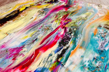 Renkli soyut arka plan duvar kağıdı. Modern motif görsel sanat. Yağlı boya karışımı. Moda el boyama bezi. Duvar dekorasyonu ve duvar resimleri fikri. 3 Boyutlu Doku