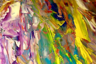 Renkli soyut arka plan duvar kağıdı. Modern motif görsel sanat. Yağlı boya karışımı. Moda el boyama bezi. Duvar dekorasyonu ve duvar resimleri fikri. 3 Boyutlu Doku