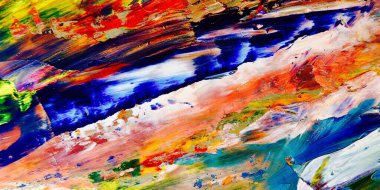 Renkli soyut arka plan duvar kağıdı. Modern motif görsel sanat. Yağlı boya karışımı. Moda el boyama bezi. Duvar dekorasyonu ve duvar resimleri fikri. 3 Boyutlu Doku