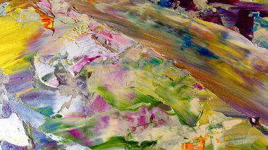 Renkli soyut arka plan duvar kağıdı. Modern motif görsel sanat. Yağlı boya karışımı. Moda el boyama bezi. Duvar dekorasyonu ve duvar resimleri fikri. 3 Boyutlu Doku