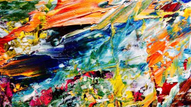 Renkli soyut arka plan duvar kağıdı. Modern motif görsel sanat. Yağlı boya karışımı. Moda el boyama bezi. Duvar dekorasyonu ve duvar resimleri fikri. 3 Boyutlu Doku