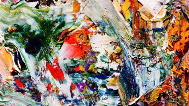 Renkli soyut arka plan duvar kağıdı. Modern motif görsel sanat. Yağlı boya karışımı. Moda el boyama bezi. Duvar dekorasyonu ve duvar resimleri fikri. 3 Boyutlu Doku