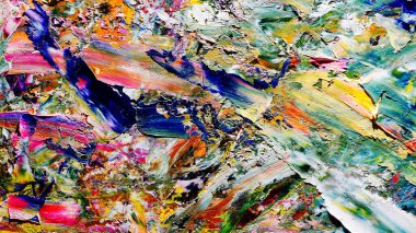 Renkli soyut arka plan duvar kağıdı. Modern motif görsel sanat. Yağlı boya karışımı. Moda el boyama bezi. Duvar dekorasyonu ve duvar resimleri fikri. 3 Boyutlu Doku