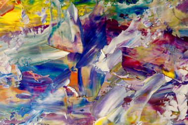 Renkli soyut arka plan duvar kağıdı. Modern motif görsel sanat. Yağlı boya karışımı. Moda el boyama bezi. Duvar dekorasyonu ve Duvar resimleri fikri.