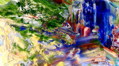 Renkli soyut arka plan duvar kağıdı. Modern motif görsel sanat. Yağlı boya karışımı. Moda el boyama bezi. Duvar dekorasyonu ve Duvar resimleri fikri