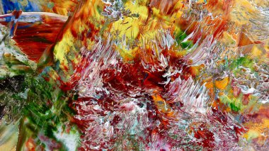 Renkli soyut arka plan duvar kağıdı. Modern motif görsel sanat. Yağlı boya karışımı. Moda el boyama bezi. Duvar dekorasyonu ve Duvar resimleri fikri.