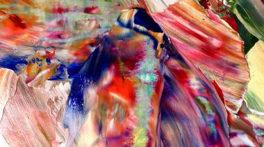 Renkli soyut arka plan duvar kağıdı. Modern motif görsel sanat. Yağlı boya karışımı. Moda el boyama bezi. Duvar dekorasyonu ve duvar resimleri fikri. 3 Boyutlu Doku