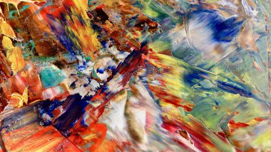 Renkli soyut arka plan duvar kağıdı. Modern motif görsel sanat. Yağlı boya karışımı. Moda el boyama bezi. Duvar dekorasyonu ve Duvar resimleri fikri. 