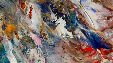 Renkli soyut arka plan duvar kağıdı. Modern motif görsel sanat. Yağlı boya karışımı. Moda el boyama bezi. Duvar dekorasyonu ve Duvar resimleri fikri.