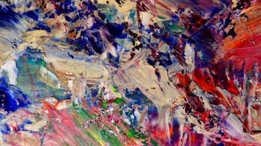 Renkli soyut arka plan duvar kağıdı. Modern motif görsel sanat. Yağlı boya karışımı. Moda el boyama bezi. Duvar dekorasyonu ve Duvar resimleri fikri.