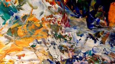 Renkli soyut arka plan duvar kağıdı. Modern motif görsel sanat. Yağlı boya karışımı. Moda el boyama bezi. Duvar dekorasyonu ve Duvar resimleri fikri.