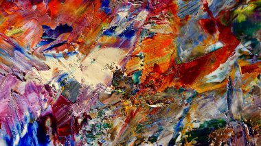 Renkli soyut arka plan duvar kağıdı. Modern motif görsel sanat. Yağlı boya karışımı. Moda el boyama bezi. Duvar dekorasyonu ve Duvar resimleri fikri.