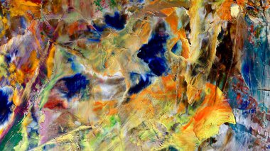 Renkli soyut arka plan duvar kağıdı. Modern motif görsel sanat. Yağlı boya karışımı. Moda el boyama bezi. Duvar dekorasyonu ve Duvar resimleri fikri.
