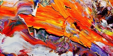 Renkli soyut arka plan duvar kağıdı. Modern motif görsel sanat. Yağlı boya karışımı. Moda el boyama bezi. Duvar dekorasyonu ve Duvar resimleri fikri. 