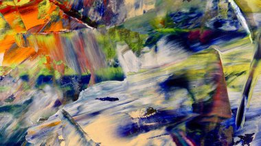 Renkli soyut arka plan duvar kağıdı. Modern motif görsel sanat. Yağlı boya karışımı. Moda el boyama bezi. Duvar dekorasyonu ve Duvar resimleri fikri. 