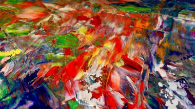 Renkli soyut arka plan duvar kağıdı. Modern motif görsel sanat. Yağlı boya karışımı. Moda el boyama bezi. Duvar dekorasyonu ve Duvar resimleri fikri. 