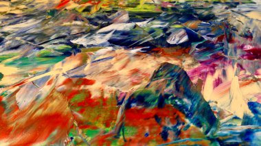 Renkli soyut arka plan duvar kağıdı. Modern motif görsel sanat. Yağlı boya karışımı. Moda el boyama bezi. Duvar dekorasyonu ve Duvar resimleri fikri. 