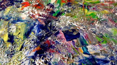 Renkli soyut arka plan duvar kağıdı. Modern motif görsel sanat. Yağlı boya karışımı. Moda el boyama bezi. Duvar dekorasyonu ve Duvar resimleri fikri.