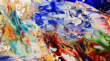 Renkli soyut arka plan duvar kağıdı. Modern motif görsel sanat. Yağlı boya karışımı. Moda el boyama bezi. Duvar dekorasyonu ve Duvar resimleri fikri.