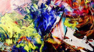 Renkli soyut arka plan duvar kağıdı. Modern motif görsel sanat. Yağlı boya karışımı. Moda el boyama bezi. Duvar dekorasyonu ve Duvar resimleri fikri.