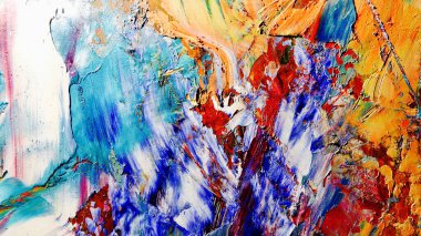 Renkli soyut arka plan duvar kağıdı. Modern motif görsel sanat. Yağlı boya karışımı. Moda el boyama bezi. Duvar dekorasyonu ve Duvar resimleri fikri.