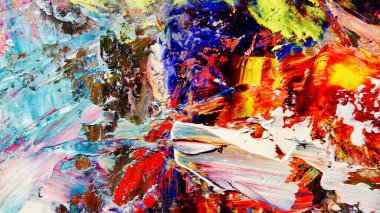 Renkli soyut arka plan duvar kağıdı. Modern motif görsel sanat. Yağlı boya karışımı. Moda el boyama bezi. Duvar dekorasyonu ve Duvar resimleri fikri.