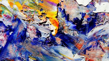 Renkli soyut arka plan duvar kağıdı. Modern motif görsel sanat. Yağlı boya karışımı. Moda el boyama bezi. Duvar dekorasyonu ve Duvar resimleri fikri.